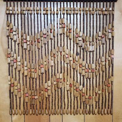 Beaded curtain wood decoration