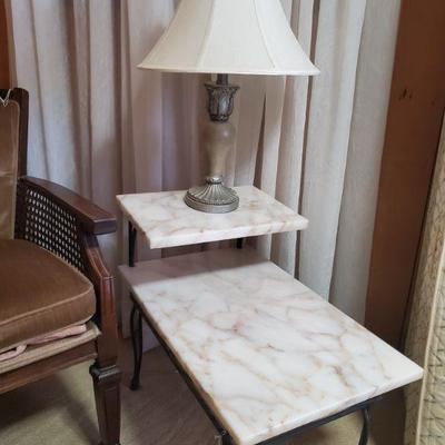 "Marble" top side table- 16x26x22
