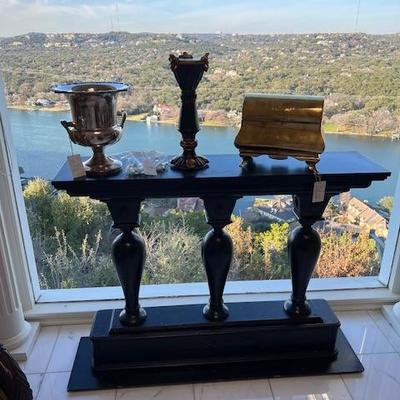 three pedestal  display table