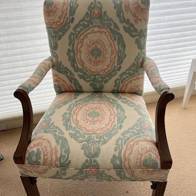 2 matching chairs recovered in beautiful fabric