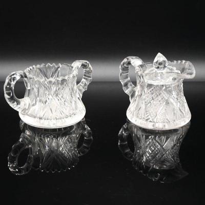 Cut Crystal Sugar Bowl & Creamer Set