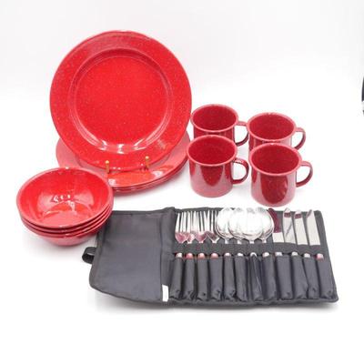 Coleman 24 Piece Camping Dinnerware Set