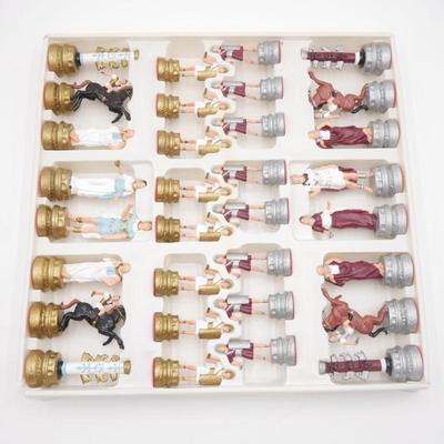 Ancient Roman Cast Resin & Hand-Painted Chess Set