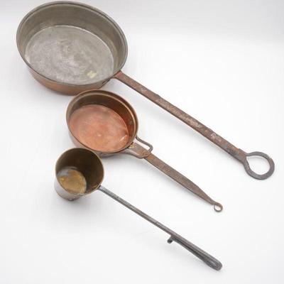 Vintage Brass, Copper and Metal Camp Cookware (Lot of 3)