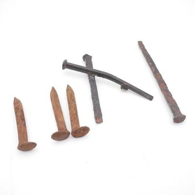 Rustic Hand Forged Iron Nails (Lot of 5)