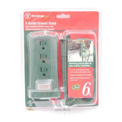 Westinghouse Outdoor 3-Outlet Ground Stake with 6ft Cord - New