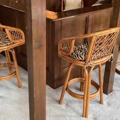 Rattan bar chairs with cushions set of 5