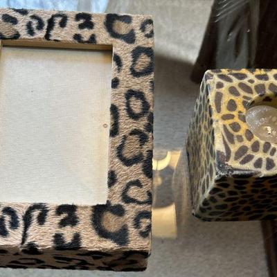 Leopard pirnt candle and picture frame
