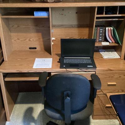 Desk and blue office chair