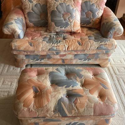 Floral chair and ottoman