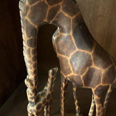 Wooden giraffe and baby