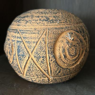 Terracotta bowl abstract patterns