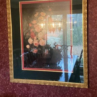 Wall art floral arrangement gold frame