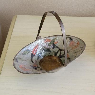 Vintage Russian toleware enamel basket