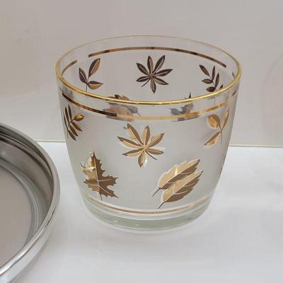 Vintage Libbey Glass Company golden foliage ice bucket