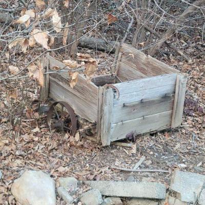 Sale Photo Thumbnail #46: Wood cart...yard art. It's useful life has passed...but filled with tulips this spring...looking great