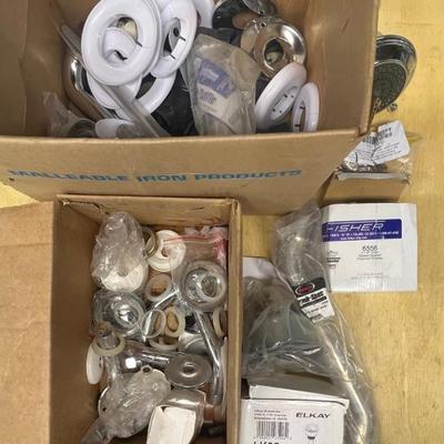 Assorted Plumbing Lot - Chicago Faucets, Ball Valves, Delta Shower Head, Fischer Chrome 3.5" Drain, And More