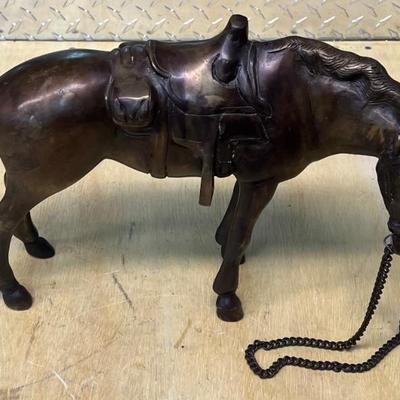 Vintage Heavy Brass Bronze Tone Horse Sculpture 