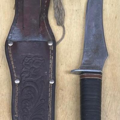 Vintage Schrade Walden No 148 Fixed Blade Knife With Leather Sheath