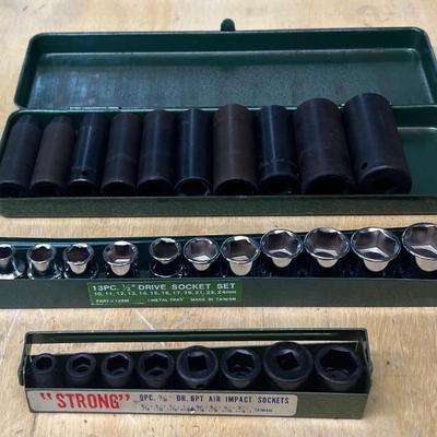 Sockets - 9 Piece 3/8" Air Impact, 1/2" Air Impact, Square Drive Air Impact, And 6 Point