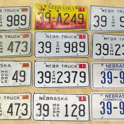 (12) Assorted Nebraska License Plates 