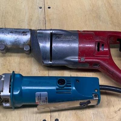 Makita 10mm Corded Angle Drill Model DA3000 With Milwaukee 1/2 Inch Right Angle Drill