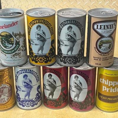 (9) Vintage Collectible Beer Cans - Olde Frothigslosh, Chippewa Pride, Leinie's, Rhinelander