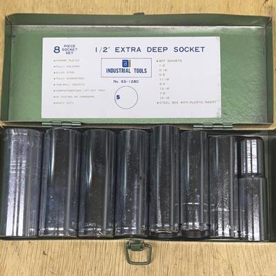 Industrial Tools 1/2" 8-piece Extra Deep Socket Set With Case 