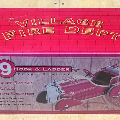 Village Fire Dept. Zonex No. 9 Hook & Ladder Pedal Vehicle With Original Box