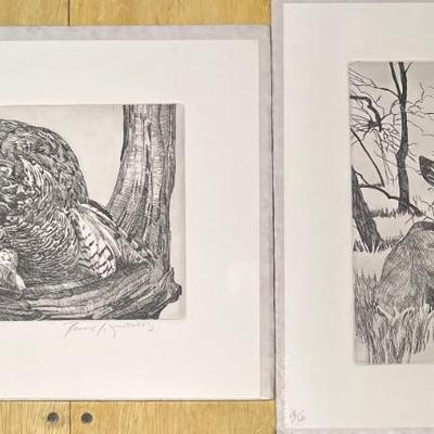 Pair Of Ronnie Williford Signed Limited Edition Prints Doe Shade 18 Of 100 & GH Owl 6 Of 100