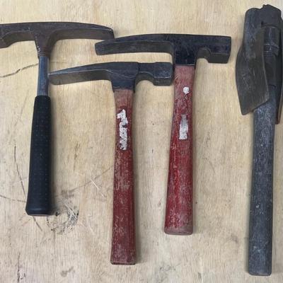 (4) Assorted Wood And Metal Handle Rock Picks - 1 Folding 