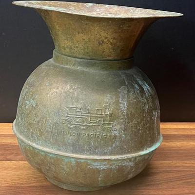 Vintage Union Pacific 10 Inch Brass Spittoon  
