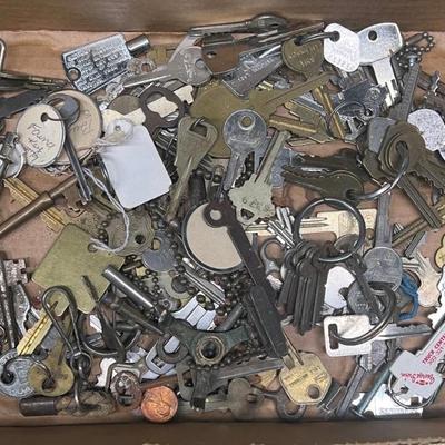 Assorted Keys - Skeleton, Pad Lock, House Keys, Key Rings, And More