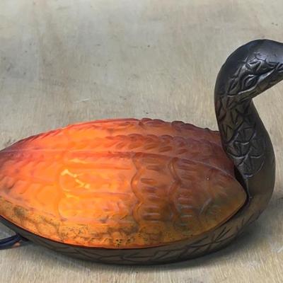 Solid Brass Duck Lamp With Glass Shade