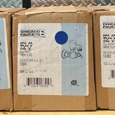 (3) Chicago  952-CP, Chrome Plate Sill Faucets In Original Boxes