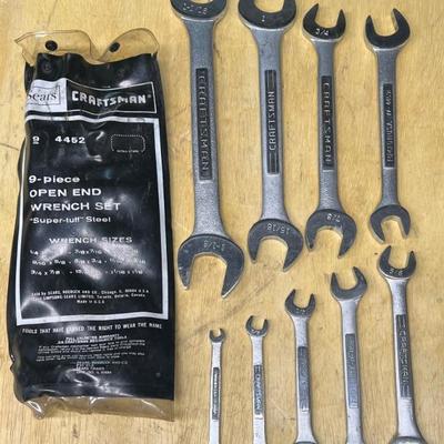 Complete Sears Craftsman 9-piece Open End Wrench Set 