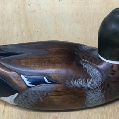 Wooden Bird Factory Original Hand Carved Wooden Mallard Drake Signed