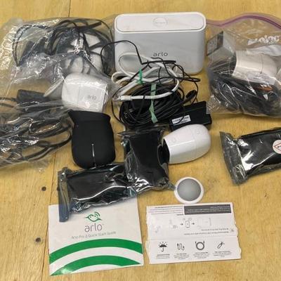 Arlo Security Camera Set Including Cameras, Base Station, Chargers, & Mounts 