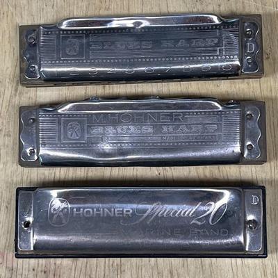 (3) Vintage M. Hohner Harmonicas - Special 20 And (2) Blues Harp