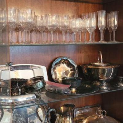 Baccarat crystal & silverplate