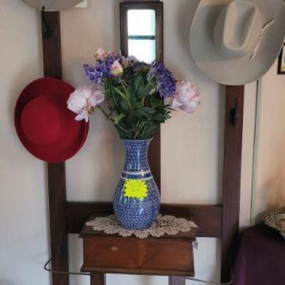 Hall Tree & Polish pottery vase