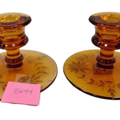 ETCHED GLASS CANDLE HOLDERS