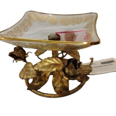 ITALIAN MID-CENTURY METAL AND GLASS DISH