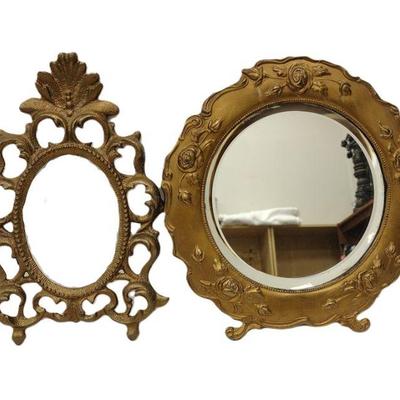 ANTIQUE CAST IRON FRAMES, BOTH MISSING STAND