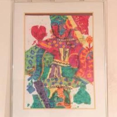 Colorful Queen of Hearts Watercolor Painting by Judy Freeman