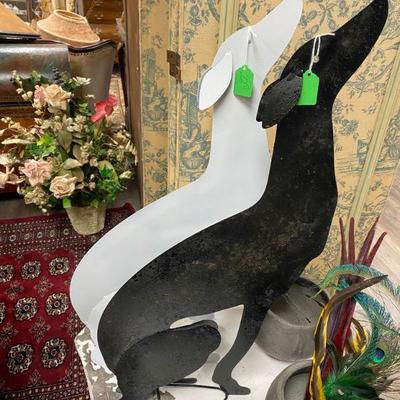 Pair of metal greyhound dog artwork