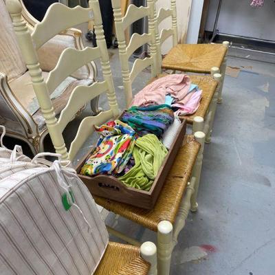 4 ladder bank chairs with rush seats