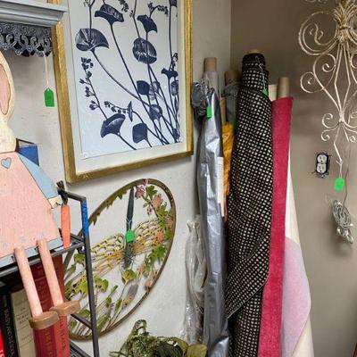 Bolts of fabric artwork and beautiful one of kind pieces