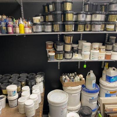 Small size jars of plaster from Faux Effects, Venetial, Aquastone, Domingue, Coat, and more