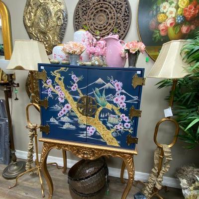 Beautiful Asian style cabinet with cherry blossoms
